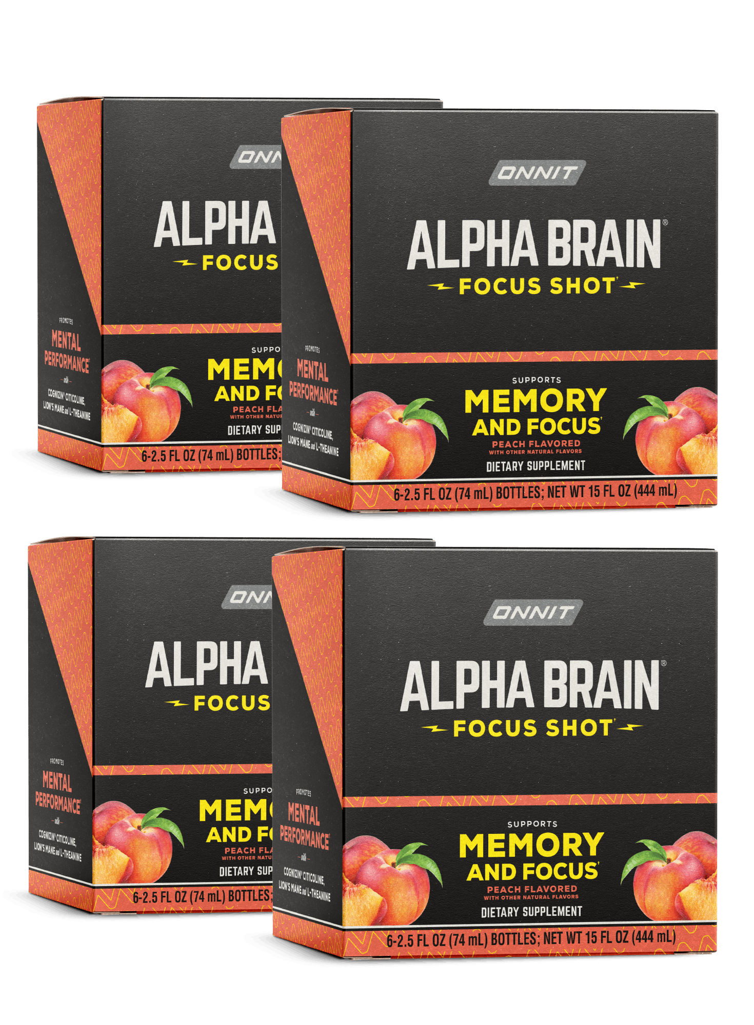 Alpha BRAIN® Focus Shot - Peach (2.5 fl oz, 24 ct)