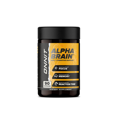 Onnit Alpha Brain daily cognitive support dietary supplement, 90 capsules.