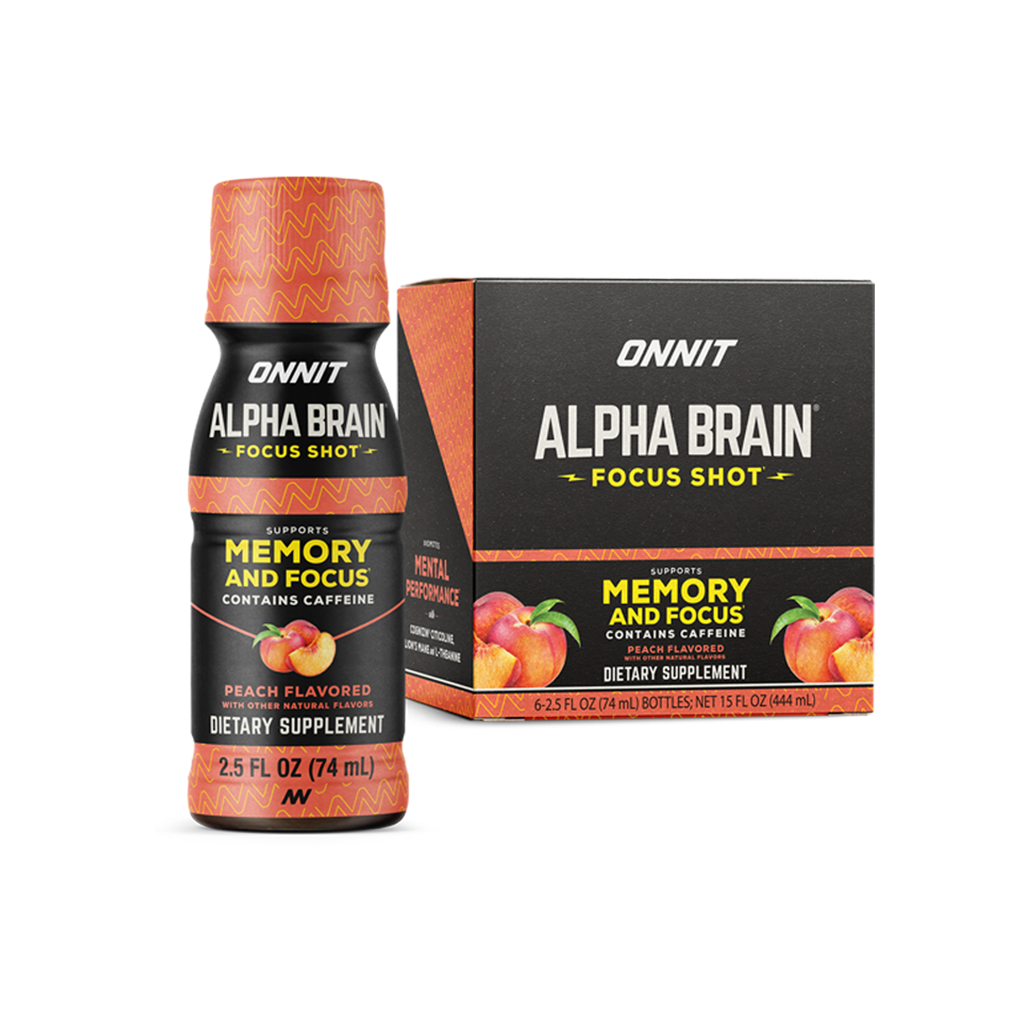 Alpha BRAIN® Focus Shot - Peach (2.5 fl oz, 6 ct)