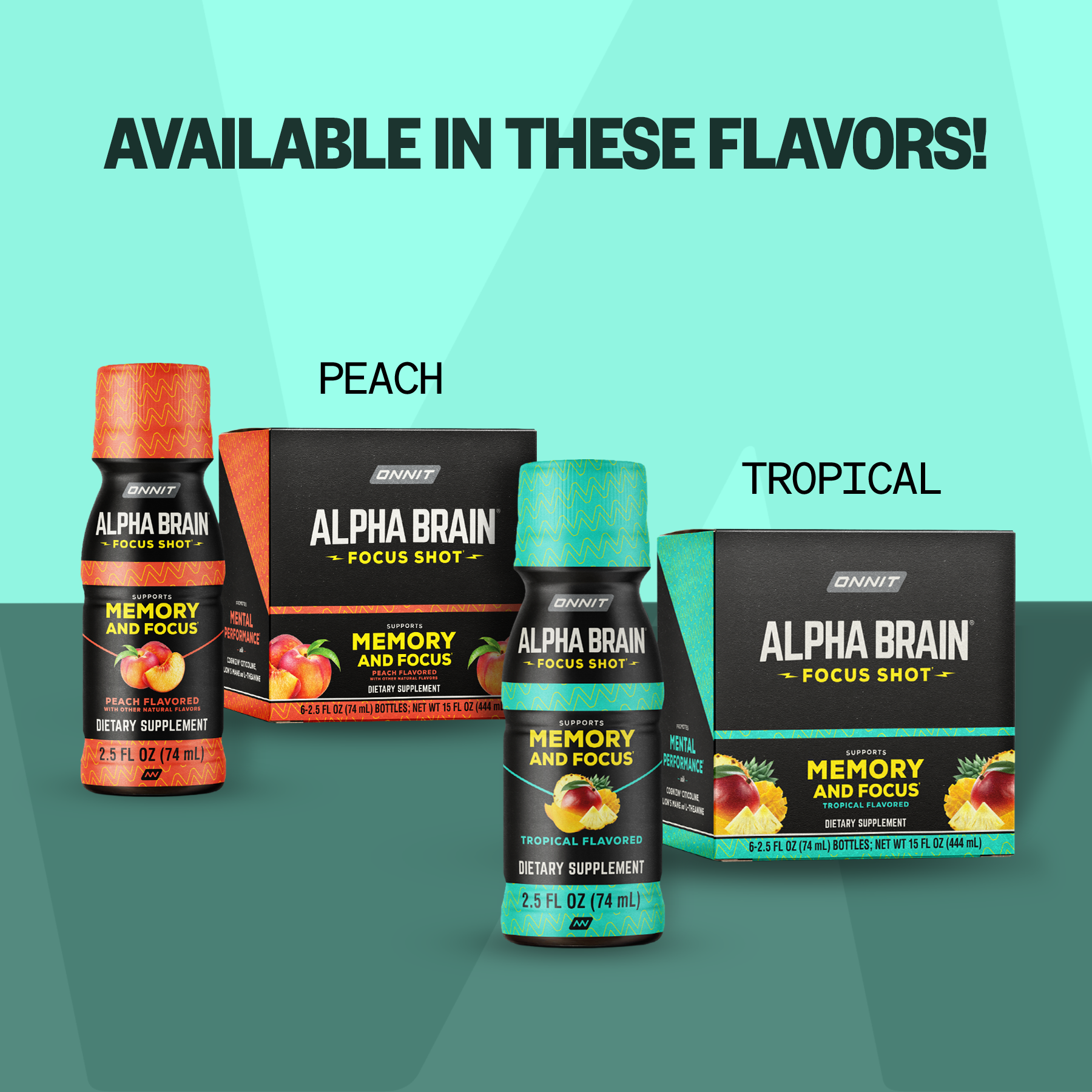 Alpha BRAIN® Focus Shot - Peach (2.5 fl oz, 6 ct)
