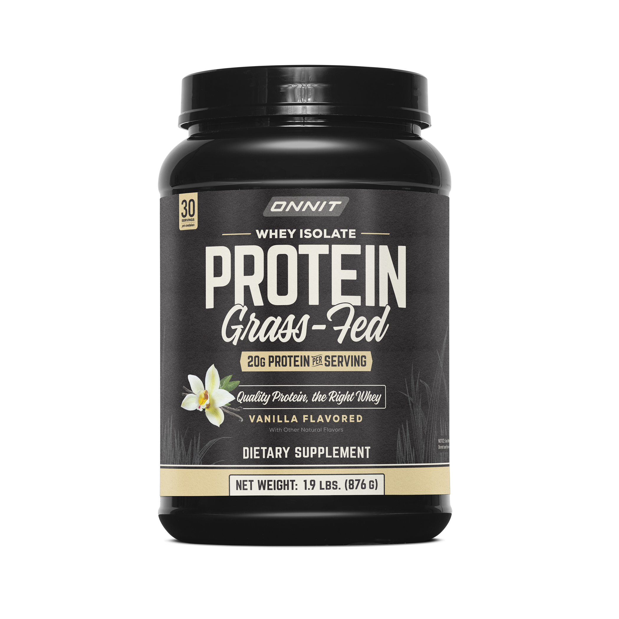 Grass Fed Whey Isolate Protein - Vanilla (30 Serving Tub)